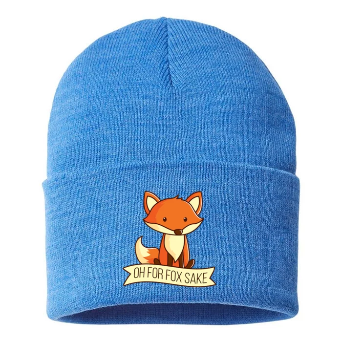 Oh For Fox Sake Funny Foxy Nerd Cool Gift Sustainable Knit Beanie