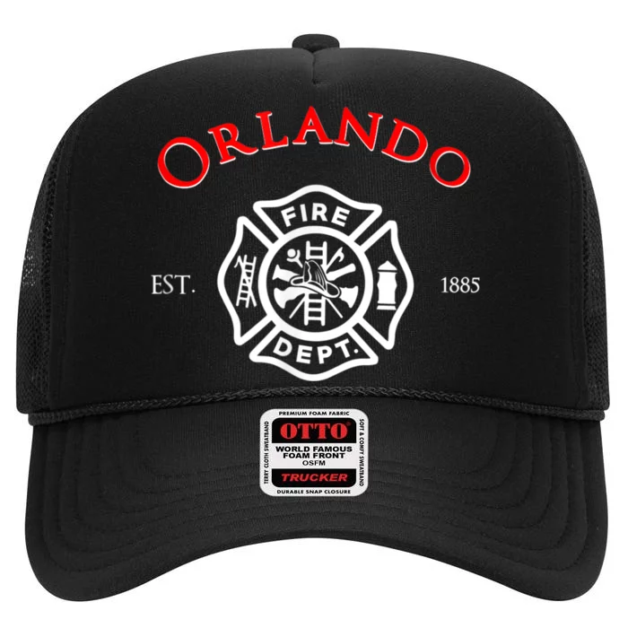 Orlando Florida Fire Rescue Department Firefighter Duty High Crown Mesh Trucker Hat