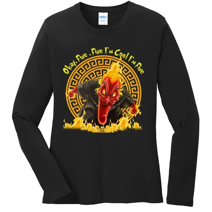 Okay Fine Fine IM Cool Im Fine Hades Ladies Long Sleeve Shirt