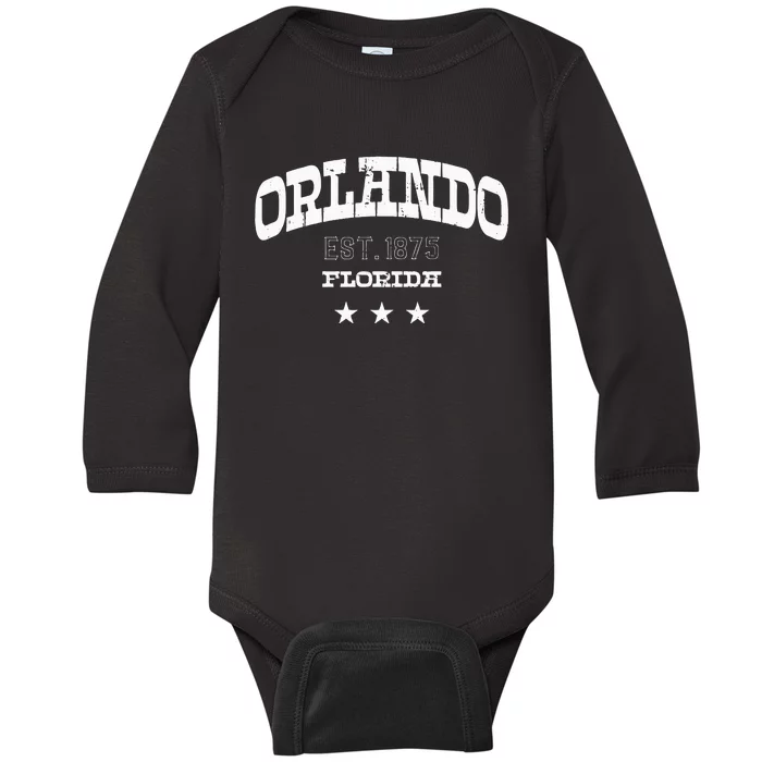 Orlando Florida Fl Athletic Souvenir Baby Long Sleeve Bodysuit