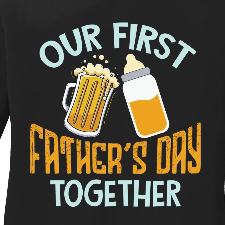 Our First Father's Day Together Dad And Son Daughter Ladies Long Sleeve Shirt