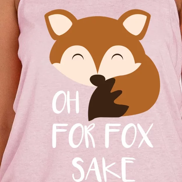 Oh For Fox Sake Funny Fox Phrases Gift Women's Knotted Racerback Tank