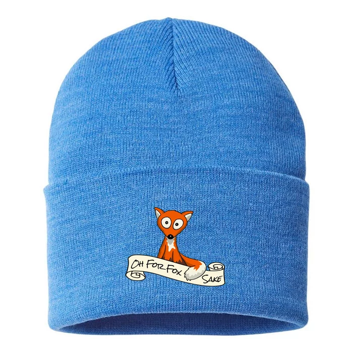 Oh For Fox Sake Funny Fox Pun Gift Sustainable Knit Beanie