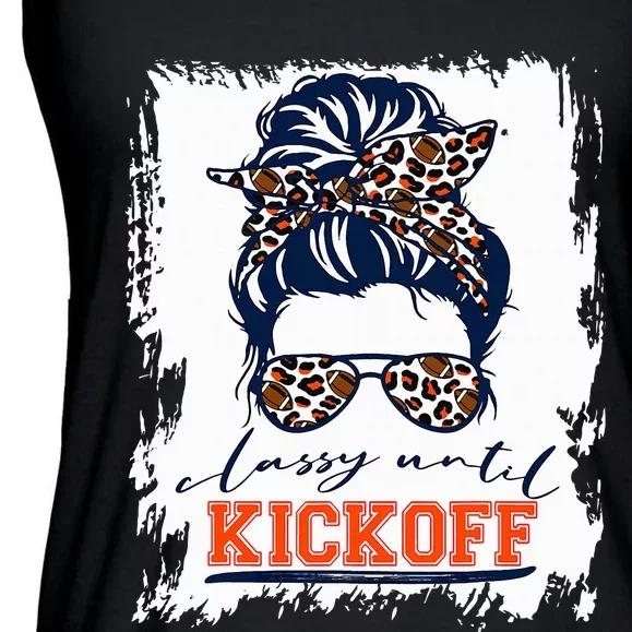 Orange Football Fan Women Classy Until Kickoff Messy Bun Ladies Essential Flowy Tank