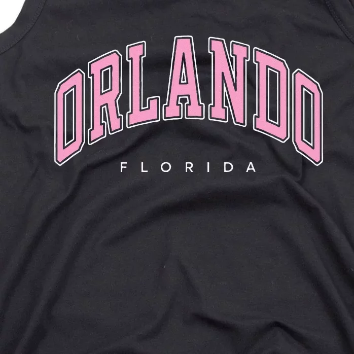 Orlando Florida FL Varsity Pink Text Tank Top