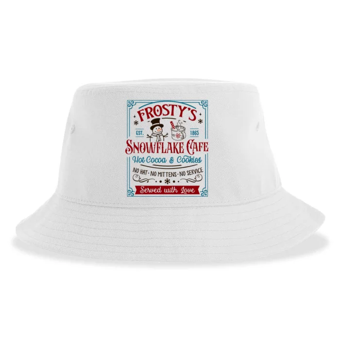 Old Fashioned FrostyS Snowflake Cafe Coffee Lovers Xmas Sustainable Bucket Hat