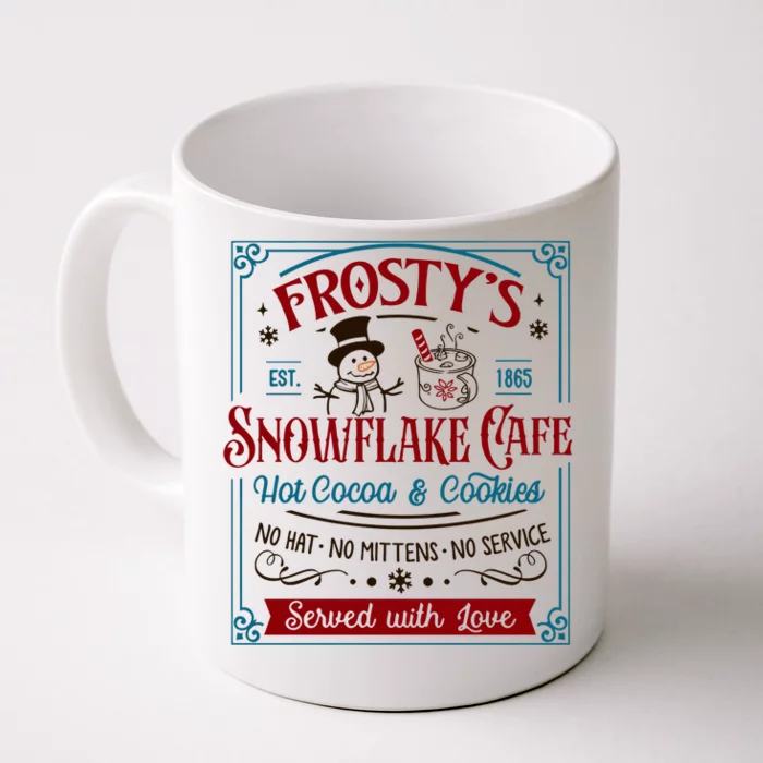 Old Fashioned FrostyS Snowflake Cafe Coffee Lovers Xmas Front & Back Coffee Mug