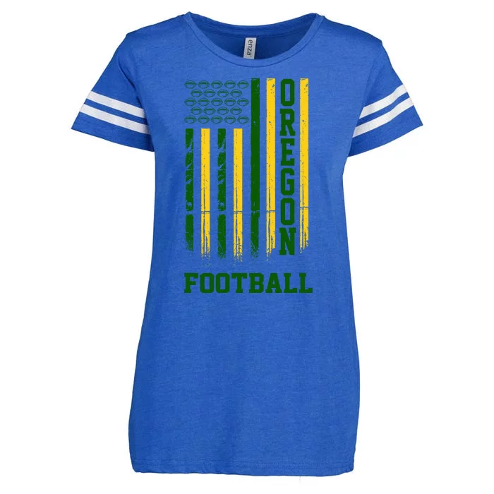 Oregon Football Fan American Flag Enza Ladies Jersey Football T-Shirt