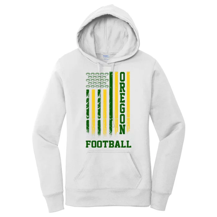 Oregon Football Fan American Flag Women's Pullover Hoodie