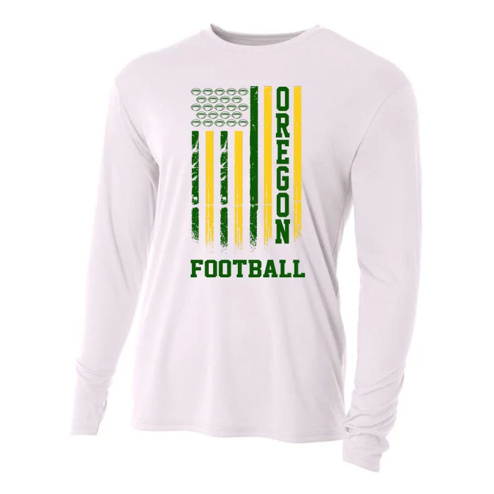 Oregon Football Fan American Flag Cooling Performance Long Sleeve Crew