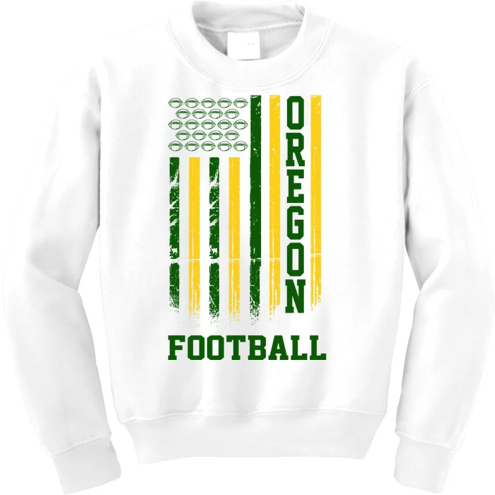 Oregon Football Fan American Flag Kids Sweatshirt