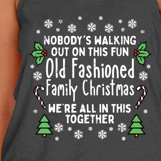 Old Fashioned Family Christmas Ugly Xmas Women's Knotted Racerback Tank