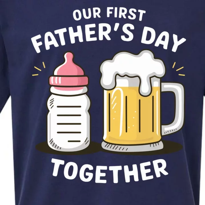 Our First FatherS Day Together Dad And Daughter Dad Humor Funny Dad Proud Dad Sueded Cloud Jersey T-Shirt