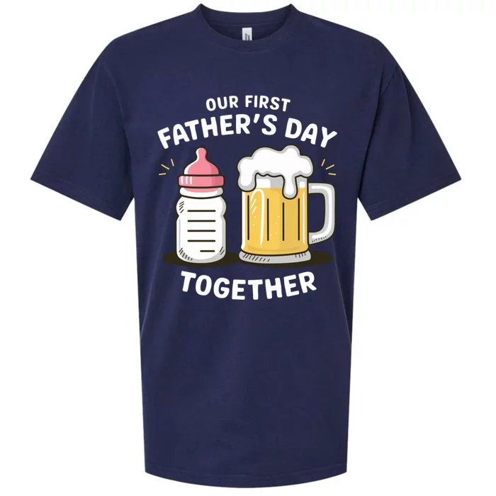 Our First FatherS Day Together Dad And Daughter Dad Humor Funny Dad Proud Dad Sueded Cloud Jersey T-Shirt