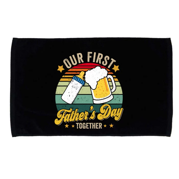 Our First Fathers Day Together Vintage New Dad Matching Microfiber Hand Towel