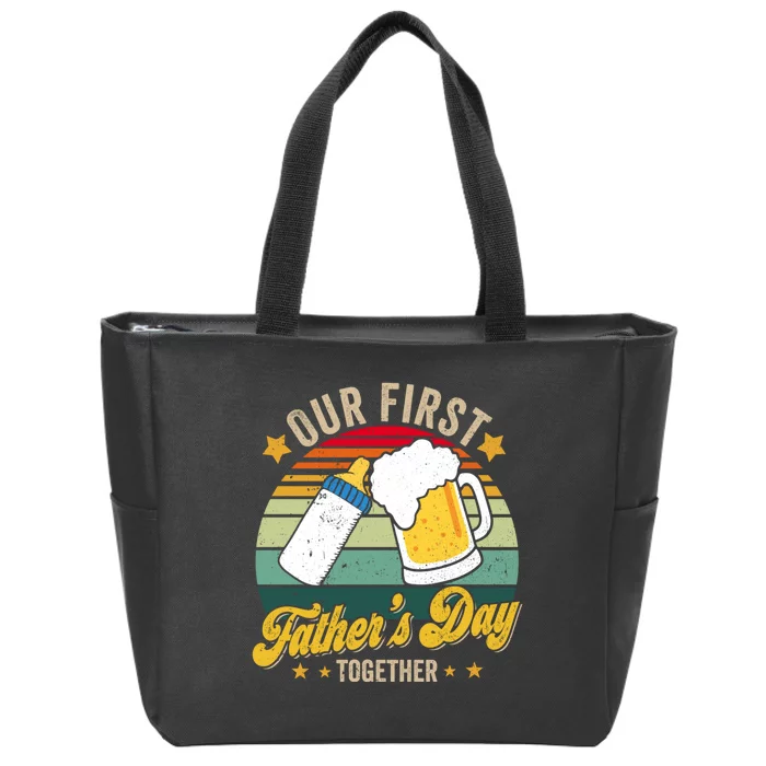 Our First Fathers Day Together Vintage New Dad Matching Zip Tote Bag