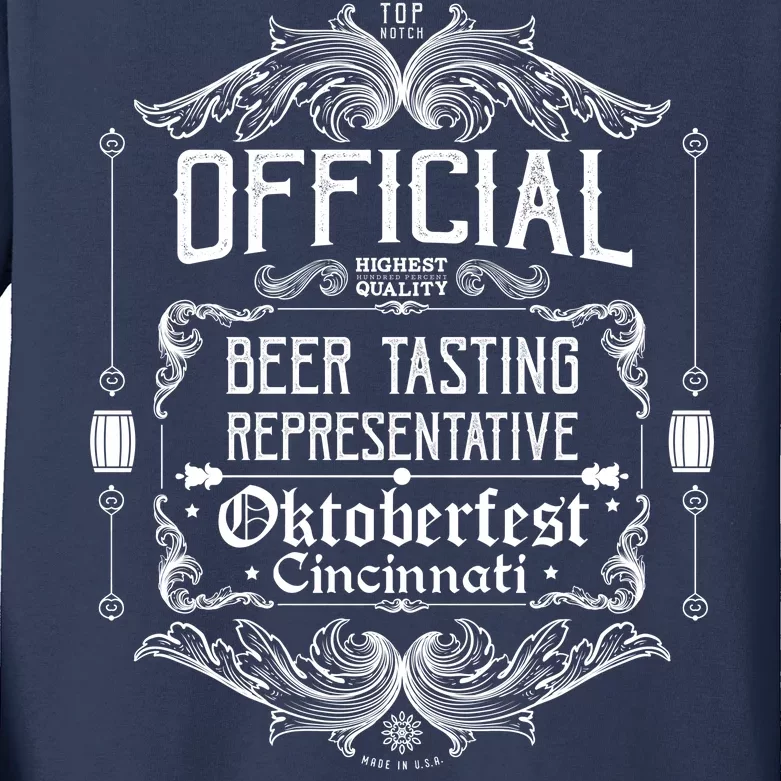 Official Cincinnati Oktoberfest Beer Tasting Representative Kids Long Sleeve Shirt