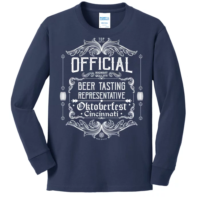 Official Cincinnati Oktoberfest Beer Tasting Representative Kids Long Sleeve Shirt