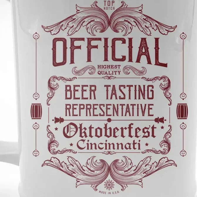 Official Cincinnati Oktoberfest Beer Tasting Representative Front & Back Beer Stein