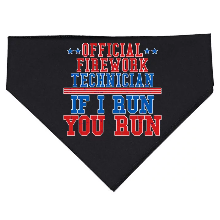 Official Firework Technician If I Run You Run 4th of July USA-Made Doggie Bandana