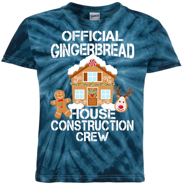 Official Gingerbread House Construction Crew Kids Tie-Dye T-Shirt