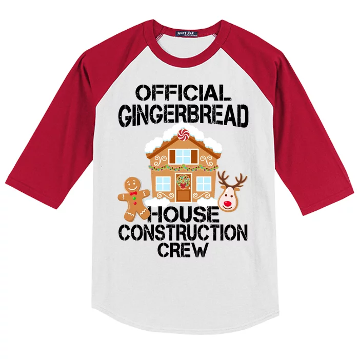 Official Gingerbread House Construction Crew Kids Colorblock Raglan Jersey