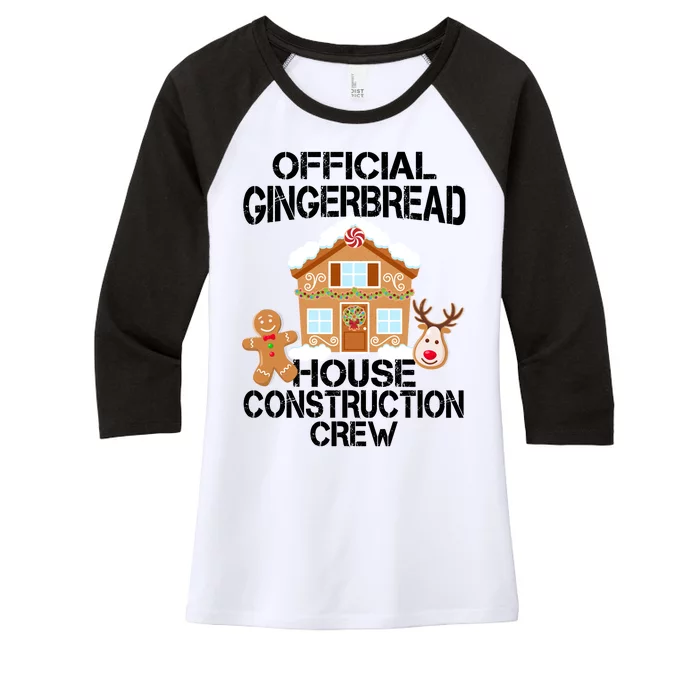 Official Gingerbread House Construction Crew Women's Tri-Blend 3/4-Sleeve Raglan Shirt