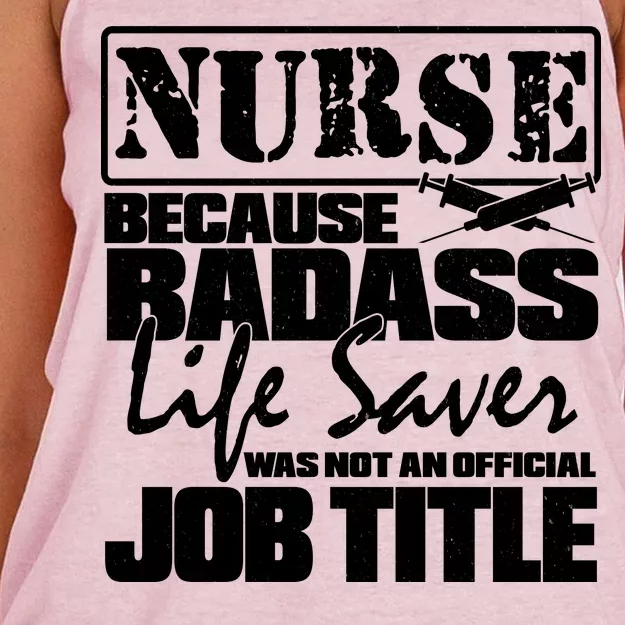 Official Job Title Nurse Bad Ass Life Saver Women's Knotted Racerback Tank