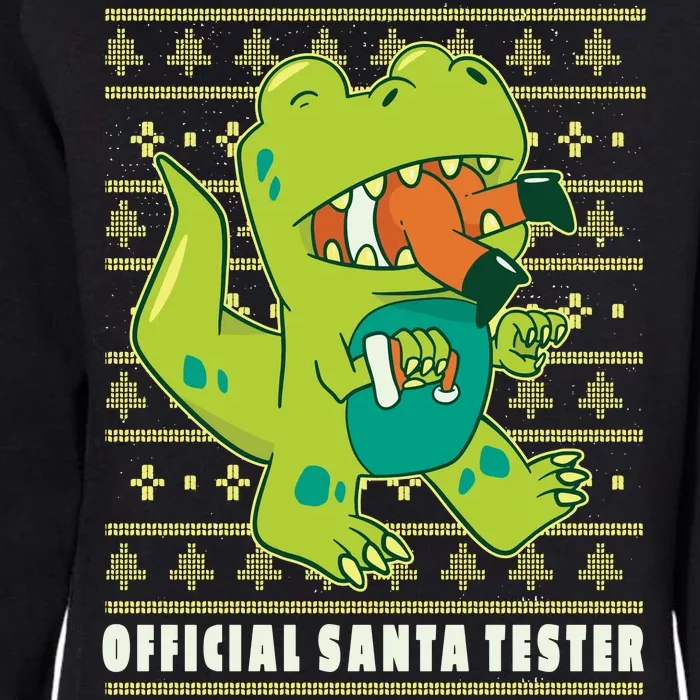 Official Santa Tester Dino Ugly Christmas Womens California Wash Sweatshirt