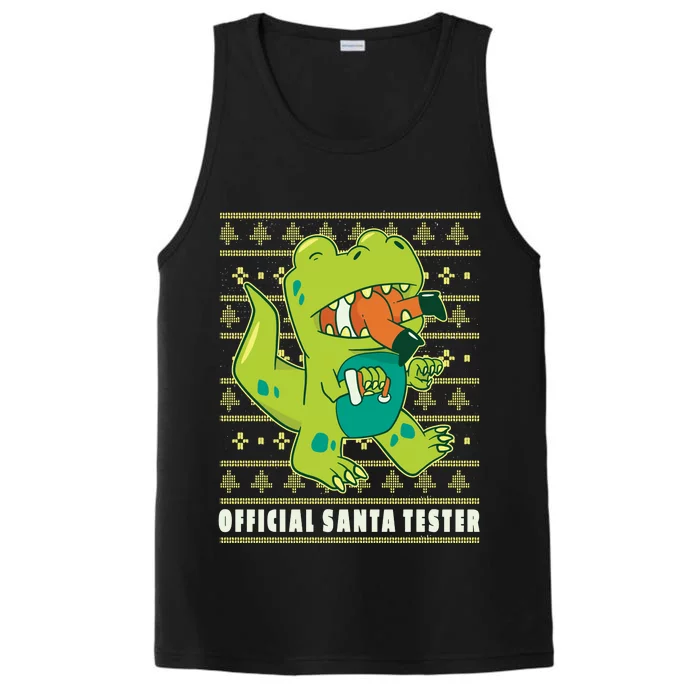 Official Santa Tester Dino Ugly Christmas Performance Tank