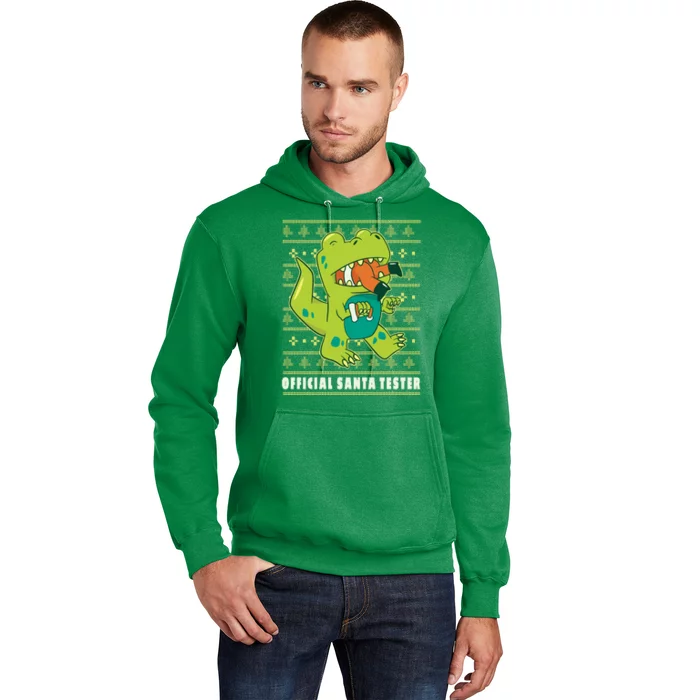 Official Santa Tester Dino Ugly Christmas Hoodie