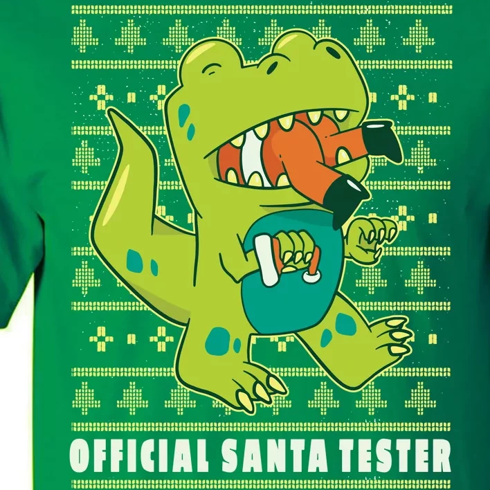 Official Santa Tester Dino Ugly Christmas Tall T-Shirt