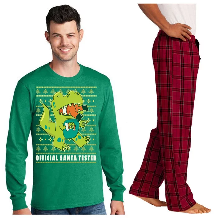 Official Santa Tester Dino Ugly Christmas Long Sleeve Pajama Set