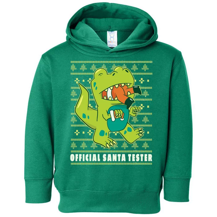 Official Santa Tester Dino Ugly Christmas Toddler Hoodie