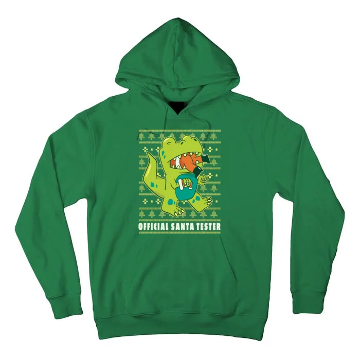 Official Santa Tester Dino Ugly Christmas Tall Hoodie