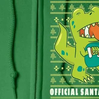 Official Santa Tester Dino Ugly Christmas Full Zip Hoodie