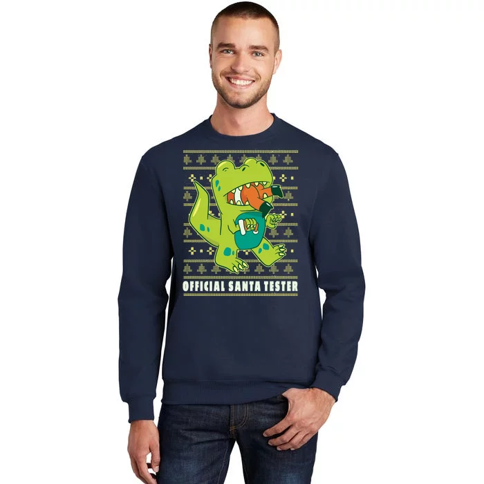 Official Santa Tester Dino Ugly Christmas Tall Sweatshirt