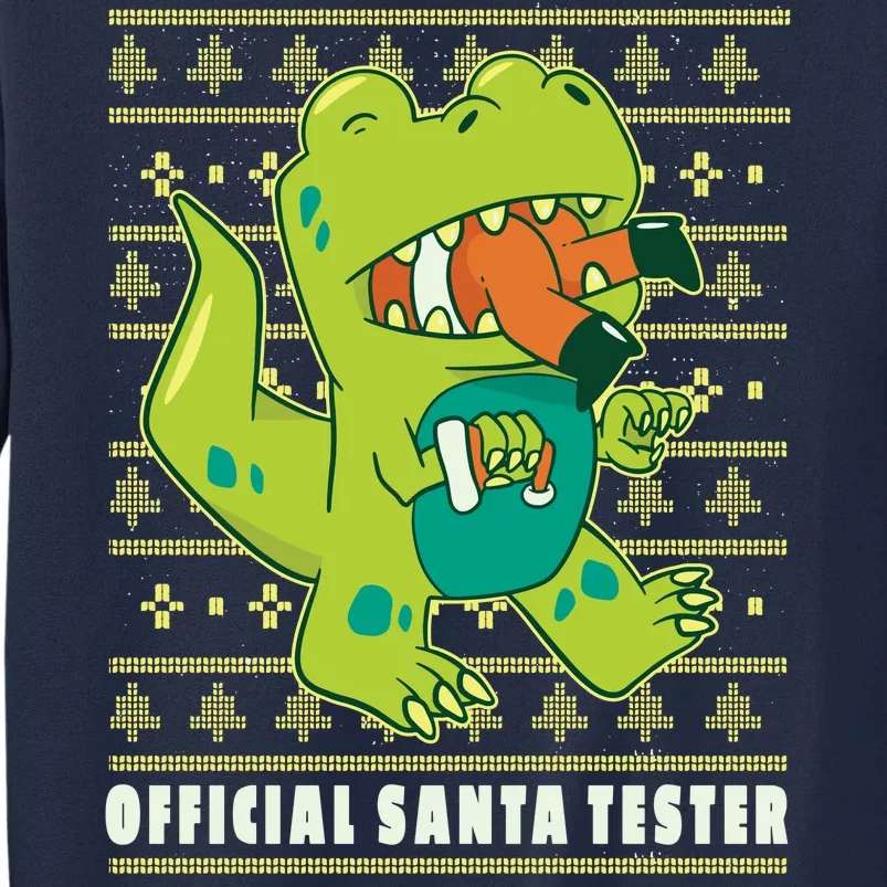 Official Santa Tester Dino Ugly Christmas Tall Sweatshirt