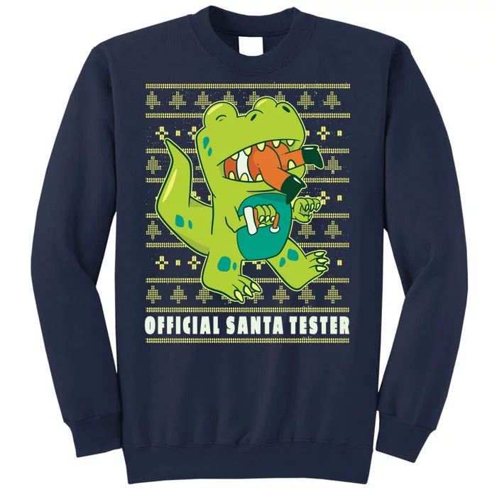 Official Santa Tester Dino Ugly Christmas Tall Sweatshirt