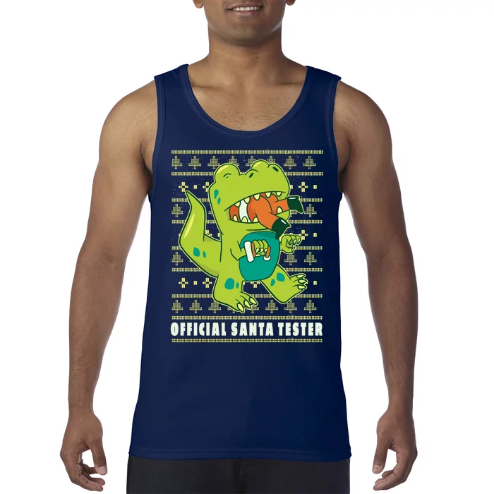 Official Santa Tester Dino Ugly Christmas Tank Top