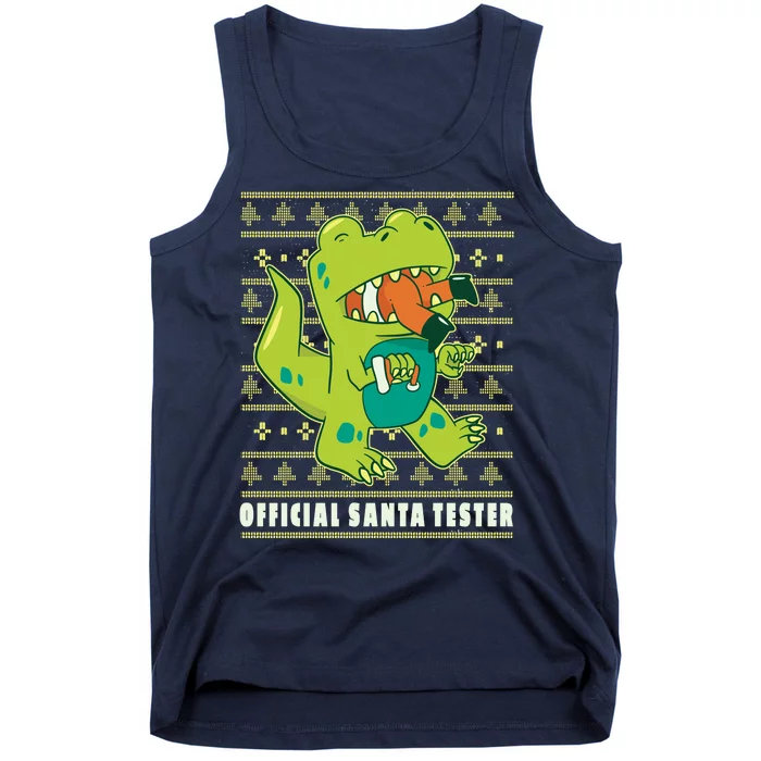 Official Santa Tester Dino Ugly Christmas Tank Top