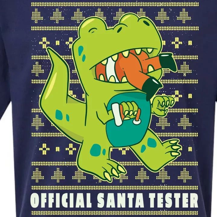 Official Santa Tester Dino Ugly Christmas Sueded Cloud Jersey T-Shirt