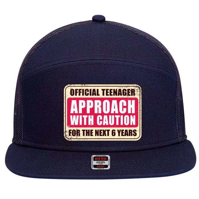 Official Teenager Approach With Caution 7 Panel Mesh Trucker Snapback Hat