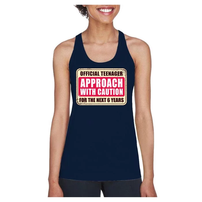 Official Teenager Approach With Caution Women's Racerback Tank