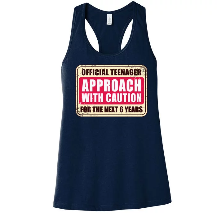 Official Teenager Approach With Caution Women's Racerback Tank