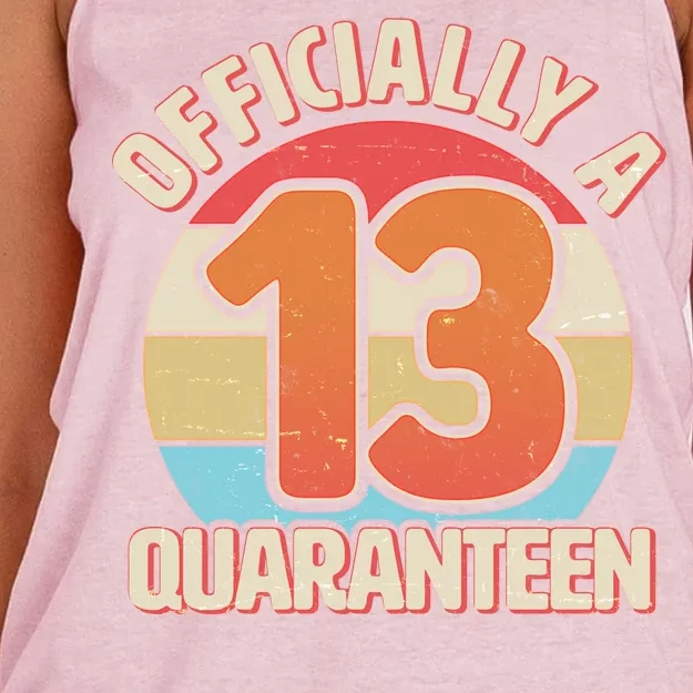 Officially A Quaranteen 13th Birthday Women's Knotted Racerback Tank