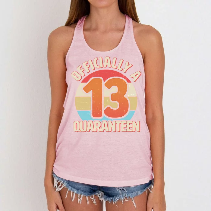 Officially A Quaranteen 13th Birthday Women's Knotted Racerback Tank