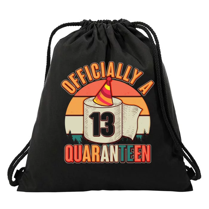 Officially A Quaranteen 13th Birthday Retro Drawstring Bag