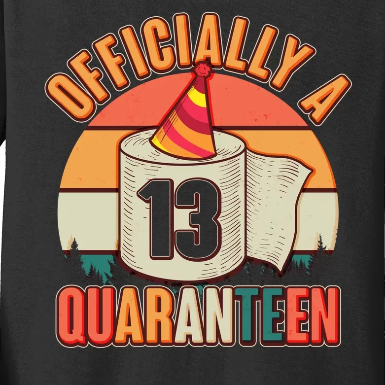 Officially A Quaranteen 13th Birthday Retro Kids Long Sleeve Shirt