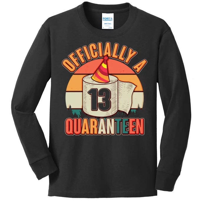 Officially A Quaranteen 13th Birthday Retro Kids Long Sleeve Shirt